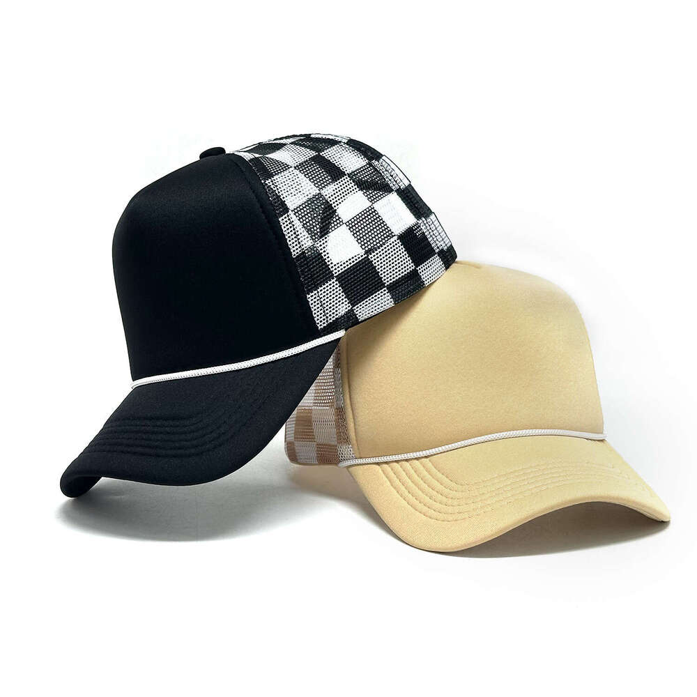 Trucker Hat Free Shipping Mesh Checkered Women Adjustable Baseball Cap Breathable Stylish Simple Sun Protection Travel Outdoor Activity Cap