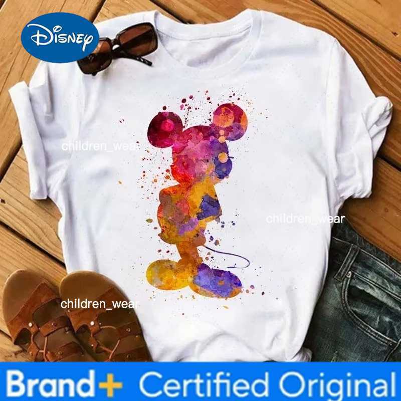 Disney Cartoon Mickey Mouse Printed Cotton T-Shirt Womens Top Pattern Hippie T-Shirt Funny Harajuku T-Shirt Fashion Parent Child Top H260304