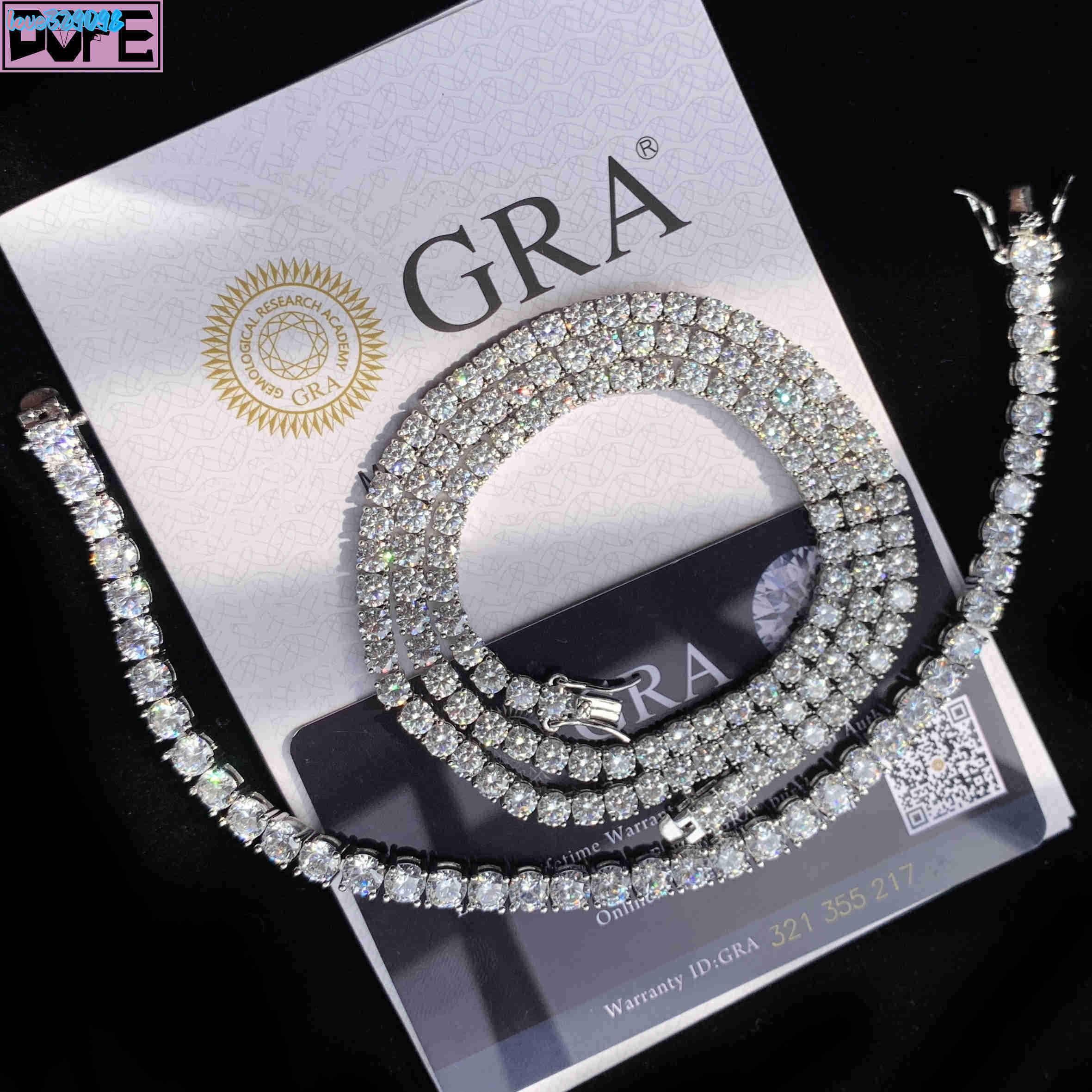 Factory Direct Offer 3mm 4mm 925 Silver Tennis Chain Necklace Pass Diamond Tester Vvs Moissanite Tennis Chain