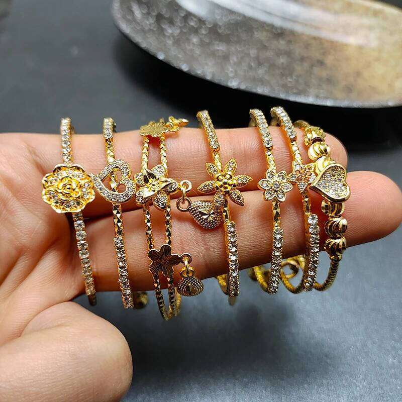 20 Styles Dubai Gold Color Bangles For Kids Baby Promotion Sale Child Birthday Gifts Children'S Bracelets XJ260303