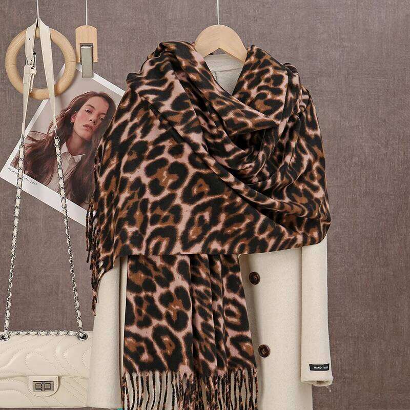 Leopard Printed Cashmere Shawl Scarf For Womman Warm Tassel Shawls Fashion Long Thicken Pashmina Scarves Female Wraps XJ260304
