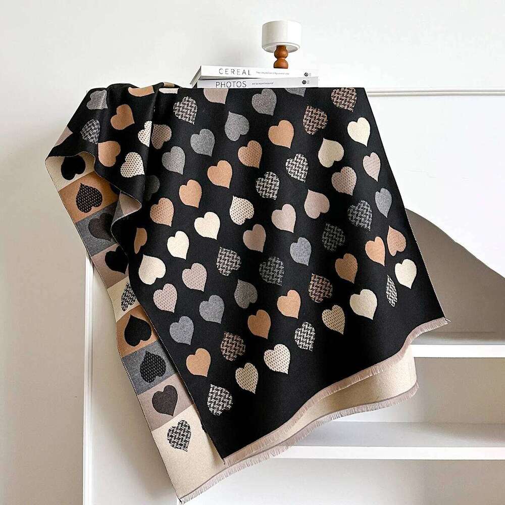 Fashion Elegant Heart Jacquard Pashmina Imitation Cashmere Scarves Winter Thick Warmth Shawl Coldproof Windproof Blanket Scarf XJ260304