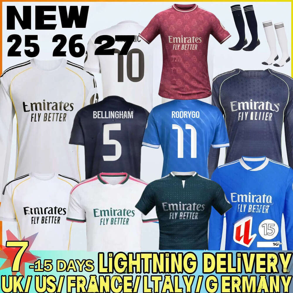 Reals Madrid 2026 Soccer Jerseys MBAPPE BELLINGHAM chandal VINI JR Children 25 26 27 Football Shirt Top Valverde Endrick RODRYGO CAMAVINGA Camiseta Jersey Kids Kits
