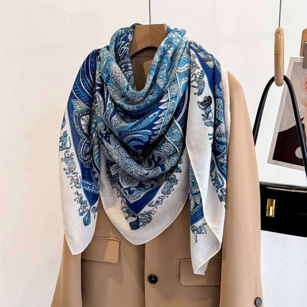 130*130cm Beach Wraps Large Shawl For Women Luxury Floral Printed Square Scarf Fashion Scarves Bandanas Elegant Hijab XJ260304