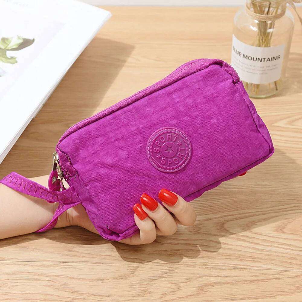 Three Zipper Solid Color Letter Printing Large Capacity Wearable Purse 2025 Fashion Clutch Wallets for Women C260304