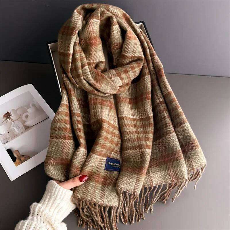 Neck Warmer Scarf For Women Men 53*200cm Winter Thickened Tassel Pashmina Shawl Faux Cashmere Warp Autumn Elegant Ladies Blanket XJ260304