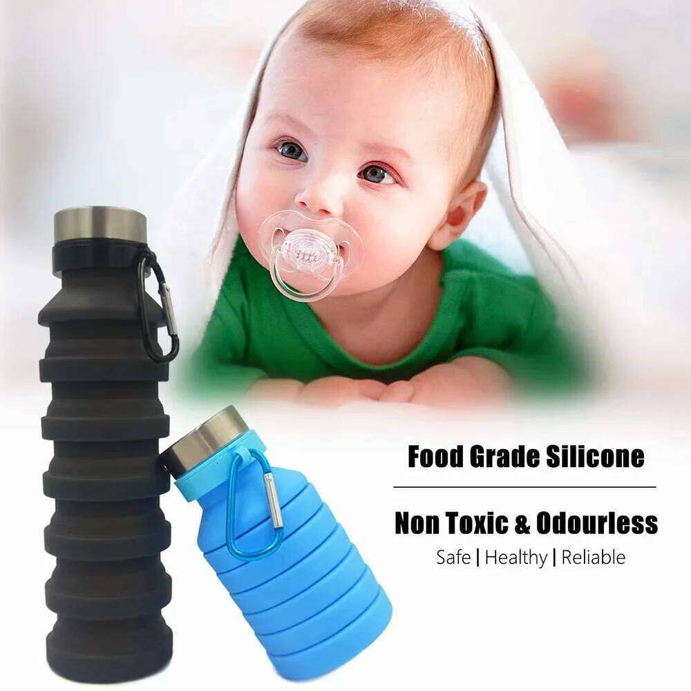 550ML Portable Collapsible Bottle BPA Free Leak Proof Silicone Reuseable Outdoor Camping Foldable Sport Water Bottles S260303