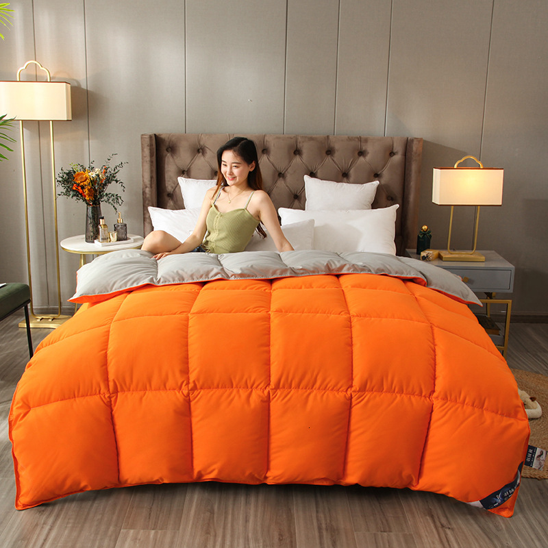 Warm Spring/Autumn Quilt with Down-Like Fiber, Anti-Pilling, Solid Color Two-Tone Antibacterial Quilt