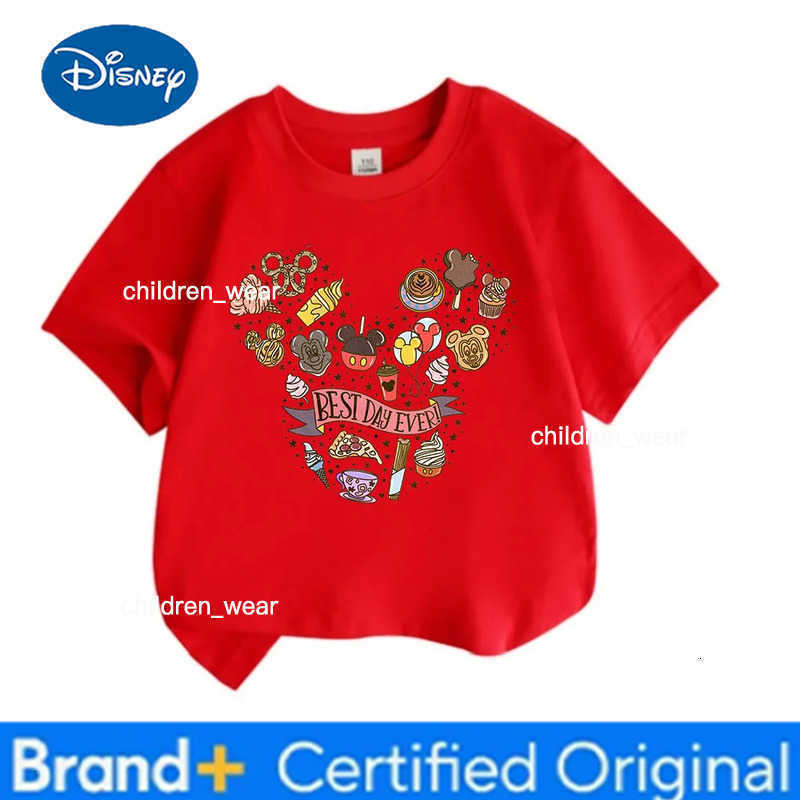 Disney Snack Mickey Head Family Set T-shirt 100 Cotton Best Day Printed Childrens and Adult Short Sleeves H260304