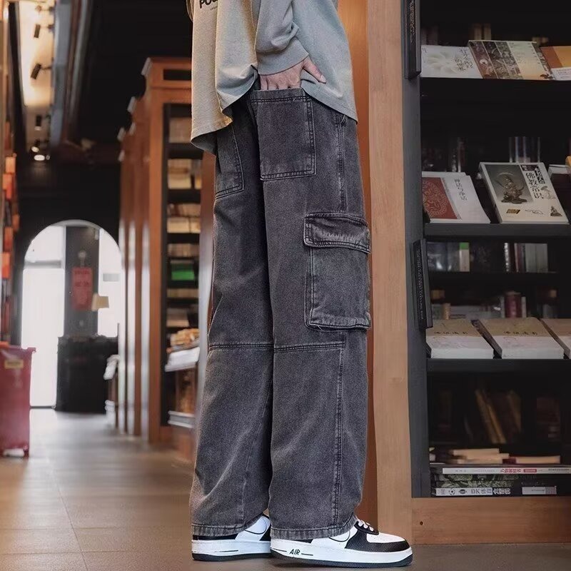 Men's Workwear Jeans For Spring And Autumn Designer Pants New Trendy Brand Ins Loose Straight Pants American High Street Style Men's Wide-leg Pants