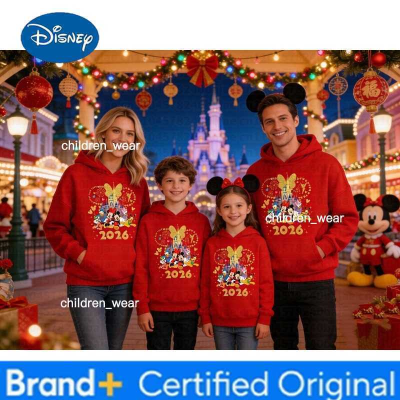 Disney 2026 Cotton Hoodie with Mickey and Friends Glittering Golden Castle Pattern Cute New Years Journey Holiday Outfit H260304