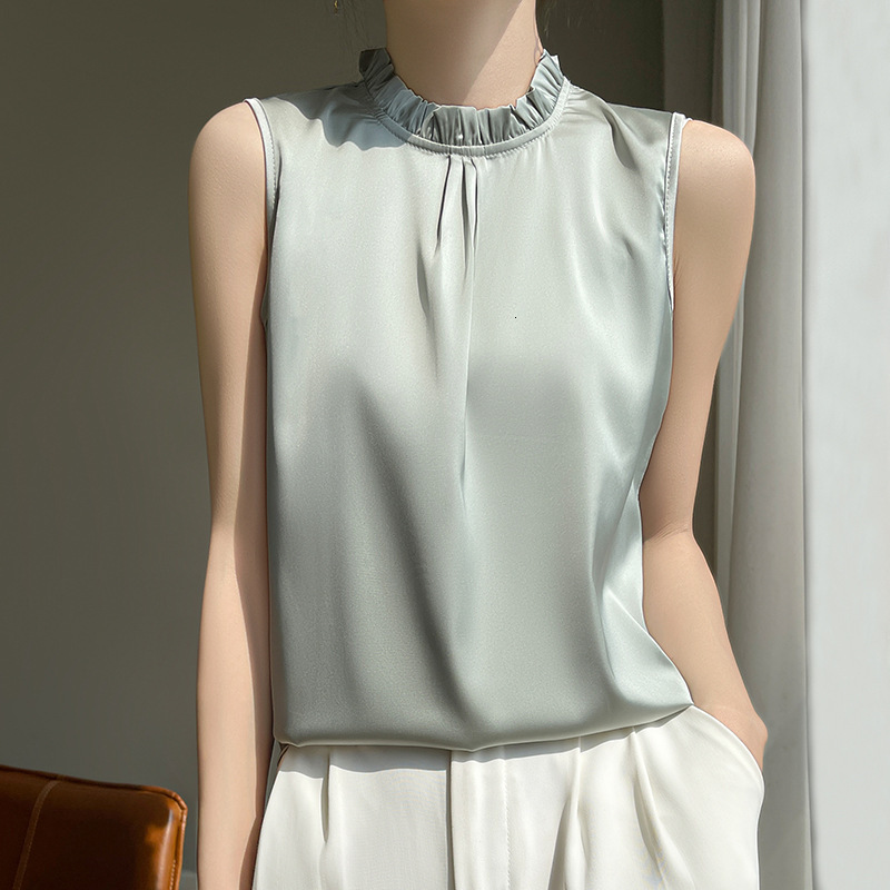 Summer Stand Collar Sleeveless Vest T-shirt Designer Shirt Polo Shirt Slim Fit Top Versatile Base Shirt Designer Hoodie Half Sleeve Women's Clothing