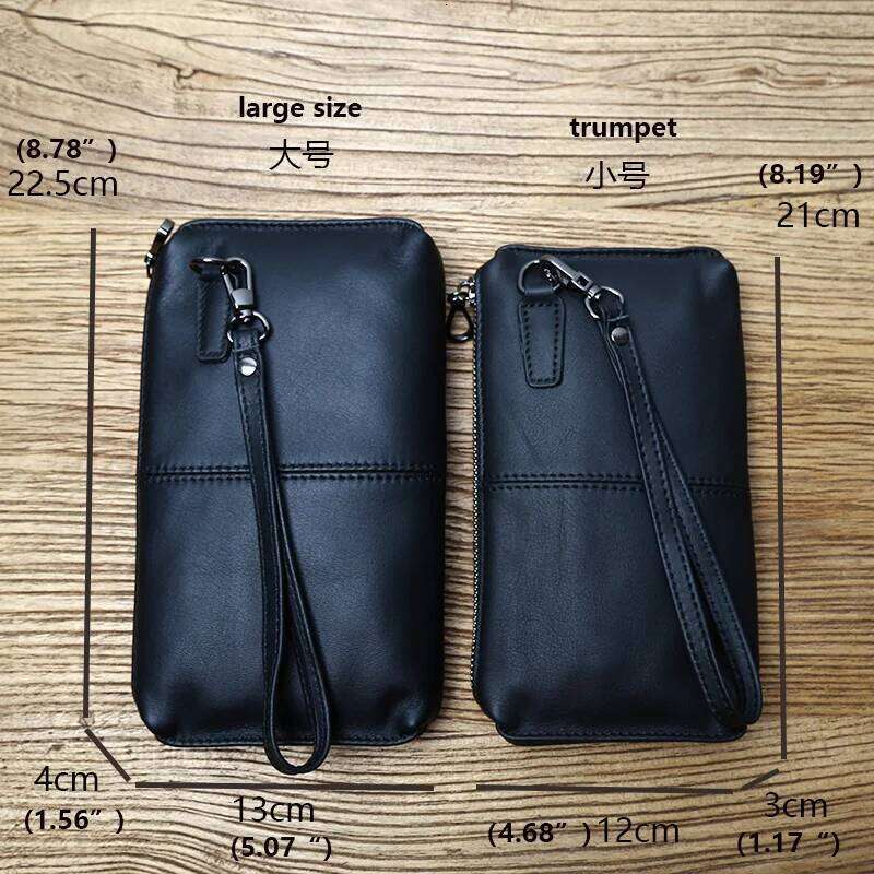 NZPJ Leather Leisure Man With Long Purse, Soft Leather, Hand Zipper, Money Chuck Layer, Cowhide Credit Card Bag, Cell Phone Bag C260304
