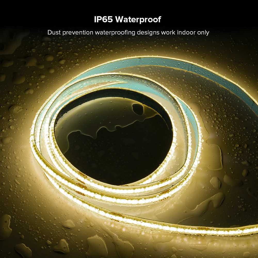 FCOB LED Light Strip IP65 Waterproof 5M 480 528 640 LEDs Flexible FOB COB Led Strip 2700K to 6000K RA90 Linear Dimmable 12V 24V H260304