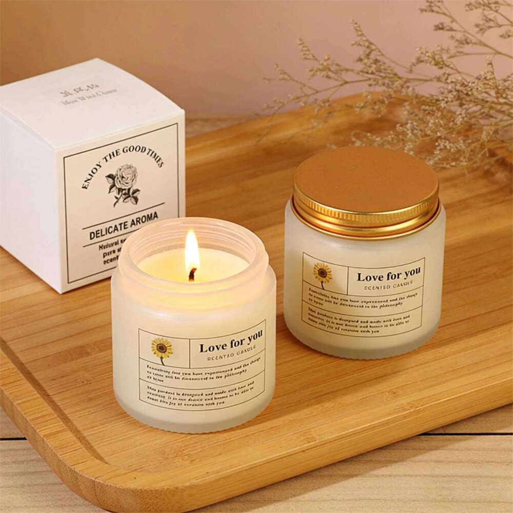 1pc Small Cup Frosted Glass Aromatherapy Candle Niche Romantic Ins Style Party Home Decorative W260304