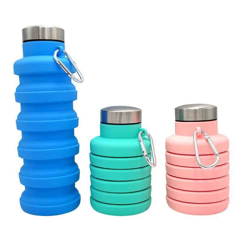 Telescopic Silicone Water Portable cup folding kettle suitable both hot and cold sports water Bottle fitness S260303