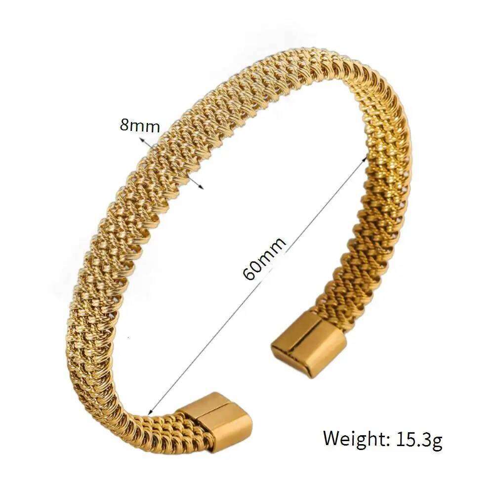 Women's Stainless Steel Elastic Woven Bangle Non Fading, Personalized Open-ended Bracelet, Birthday Party Gift XJ260303