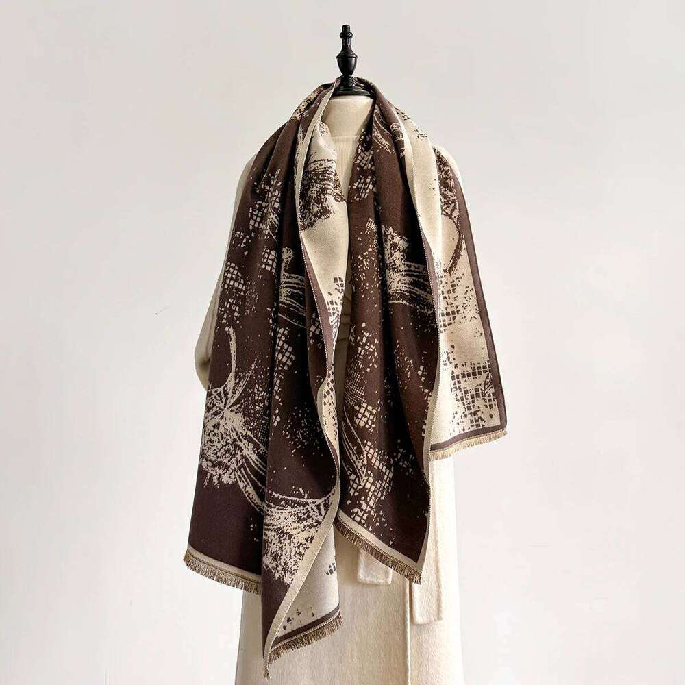 Women Winter Warm Imitation Cashmere Jacquard Scarf Thick Blanket Soft Pashmina Tassel Shawl New Design Female Bufanda XJ260304