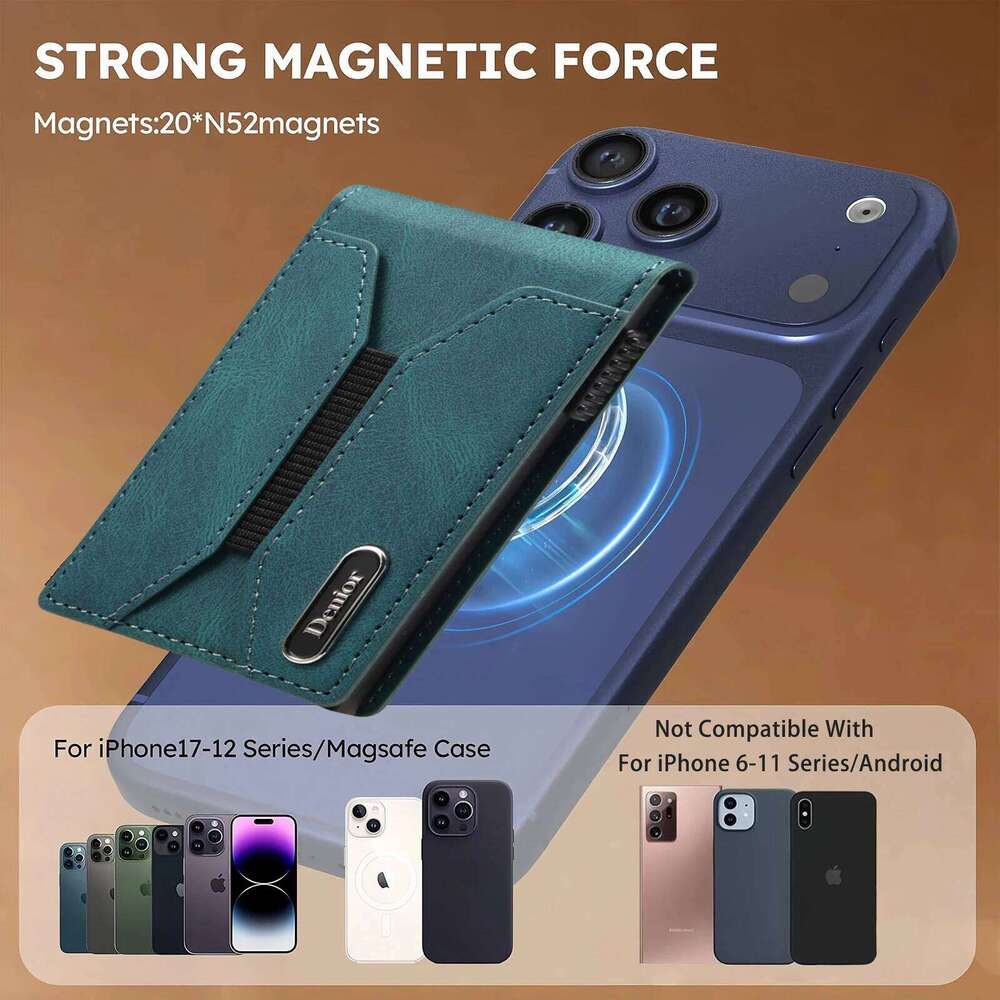 Denior Magsafe magnetic bag,press type automatic pop-up multifunctional card box, can hold 6-10 credit cards leather wallet C260304