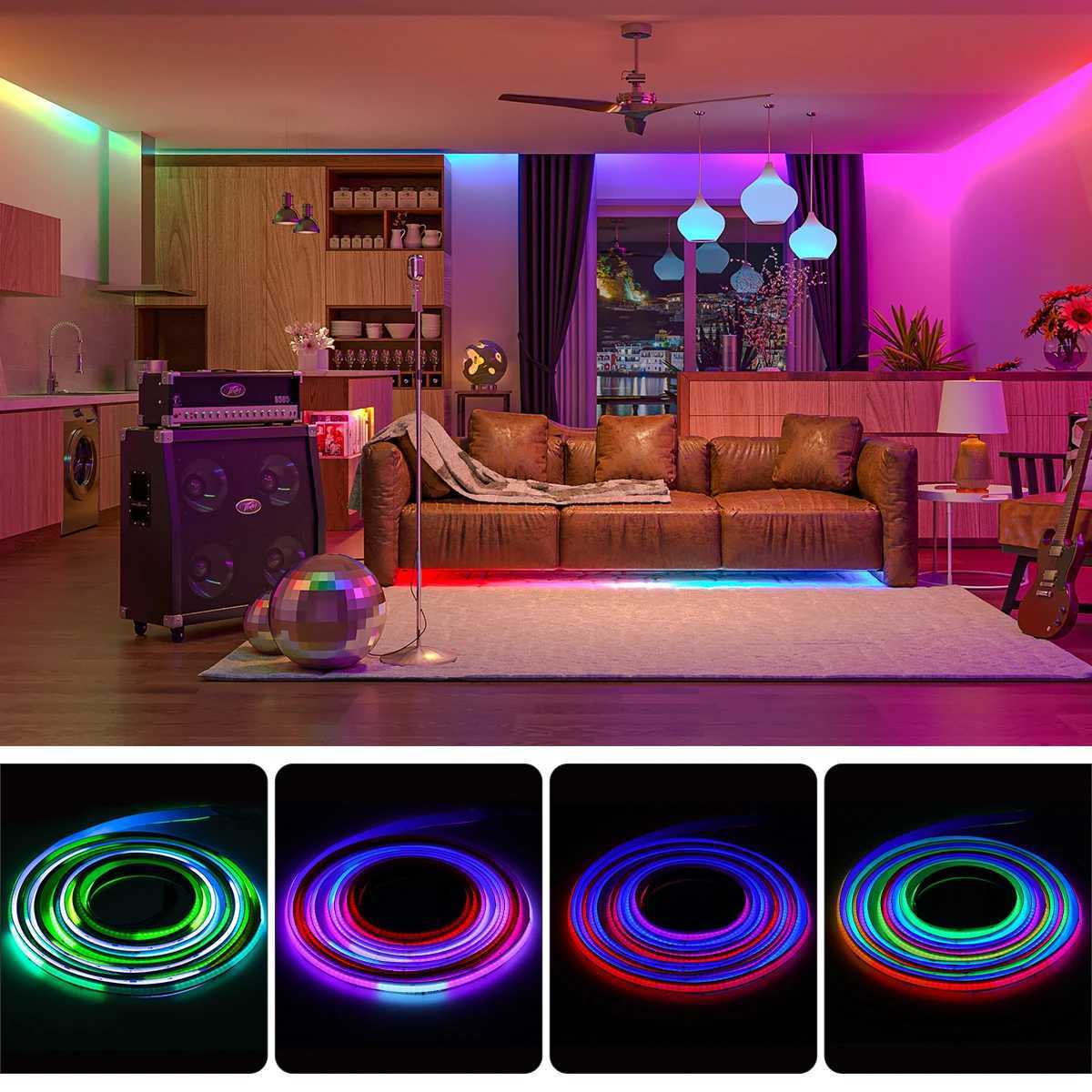 FCOB SPI RGB IC LED Light Strip WS2811 Addressable 720 630 LEDs Dream Color DC12V 24V WS2812B High Flexible FOB COB Lights RA90 H260304