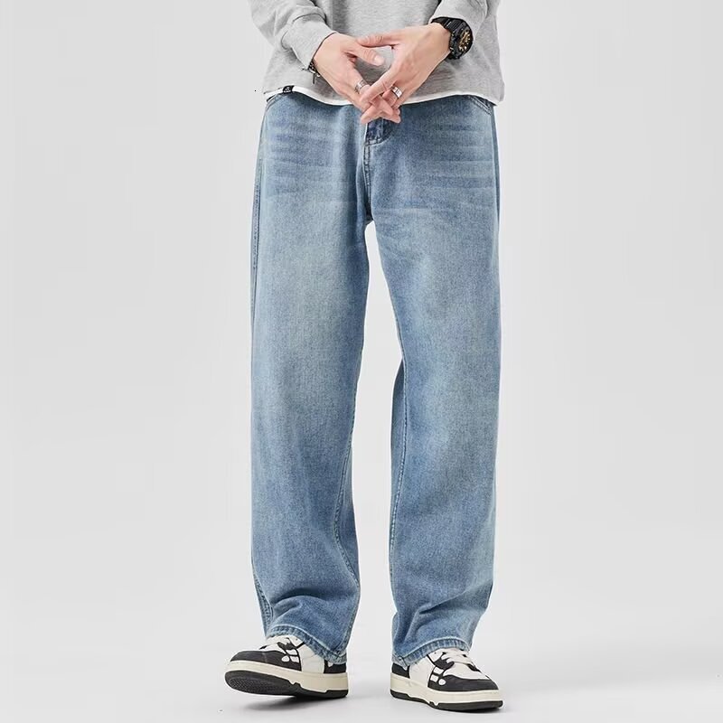 Light-colored Men's Jeans Spring/summer Collection Straight Loose Fit Men's Pants Versatile Wide-leg Casual Designer Pants Pants Trendy
