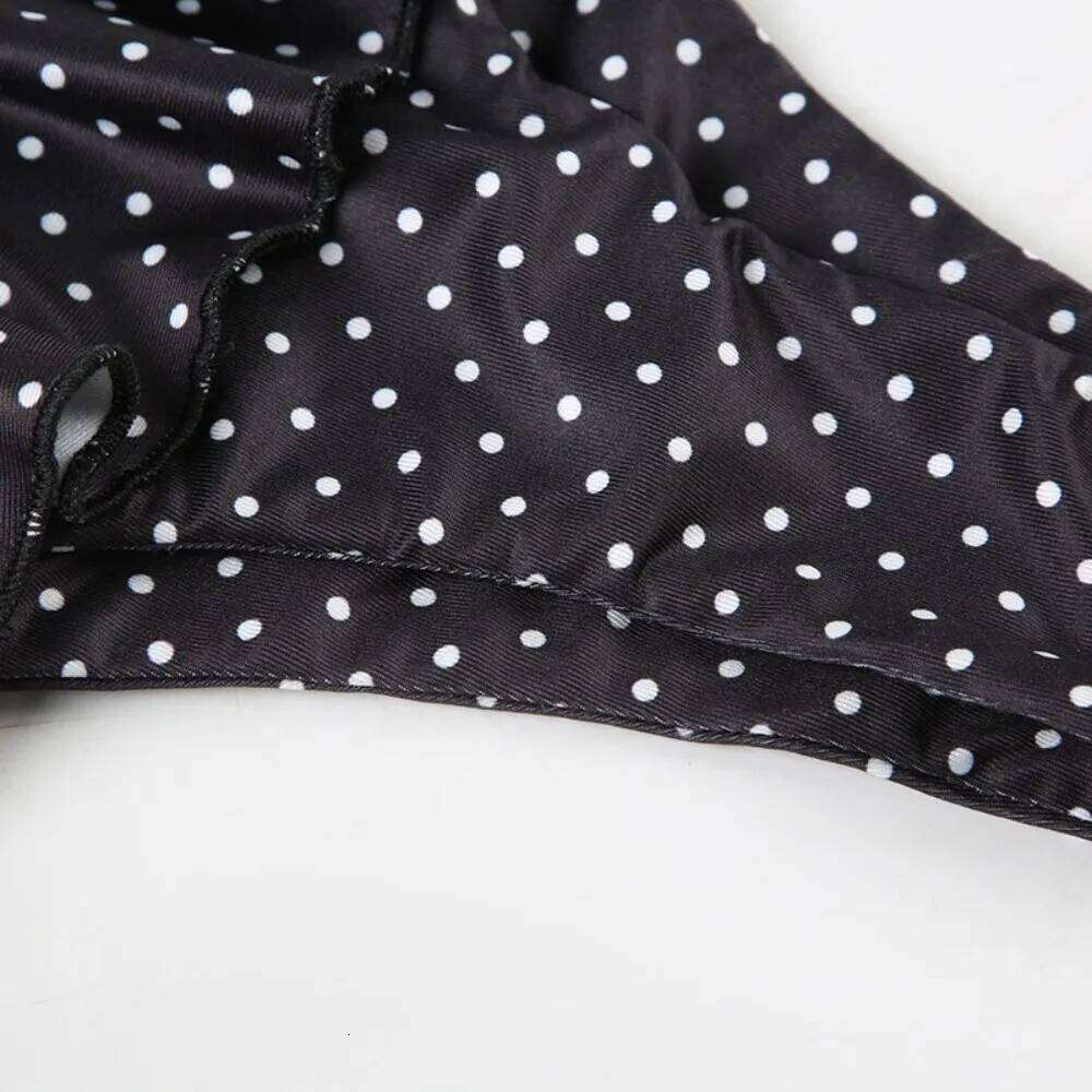 Fashion Ruffled Bikini Suit Slim Fit Lace Up Swimwear Set Deep-V Halter Neck Polka Dot Swimsuit Beach Y260303