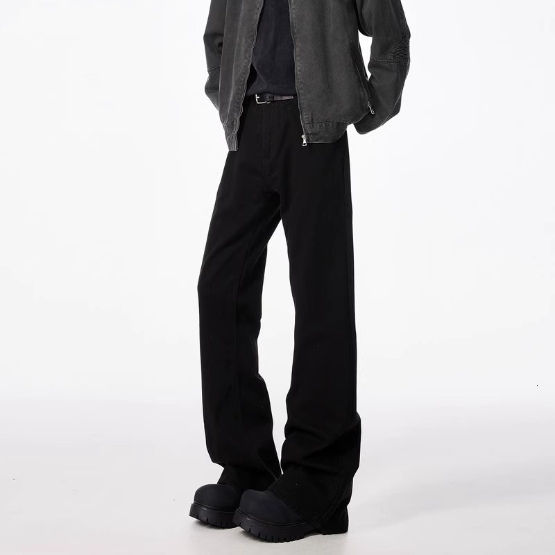 Spring And Autumn Bootcut Black Scimitar Designer Pants Flared Jeans For Men American Style Slim Straight Pants