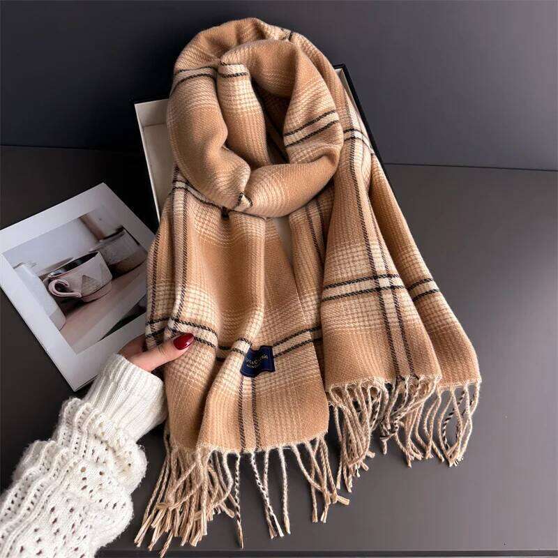 Neck Keep Warm Scarf For Women Men Winter Thickened Tassel Pashmina Shawl Faux Cashmere Warps Autumn Elegant Ladies Blanket XJ260304