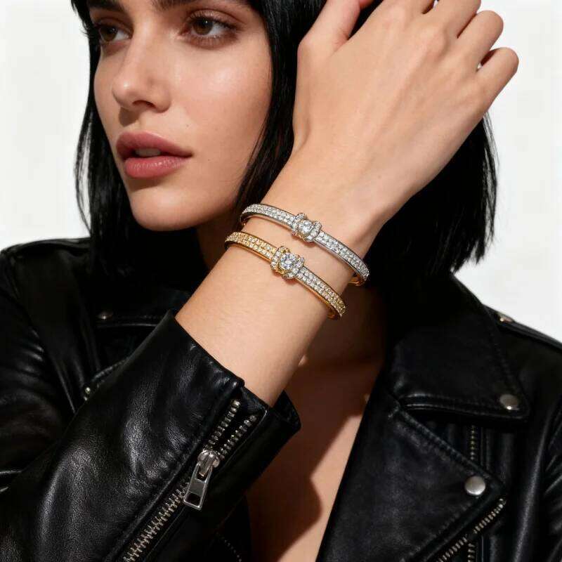 Fashionable and personalized oval bracelet with diamond inlay, high-end feel bracelet, women's fashion temperament, handmade acc XJ260303