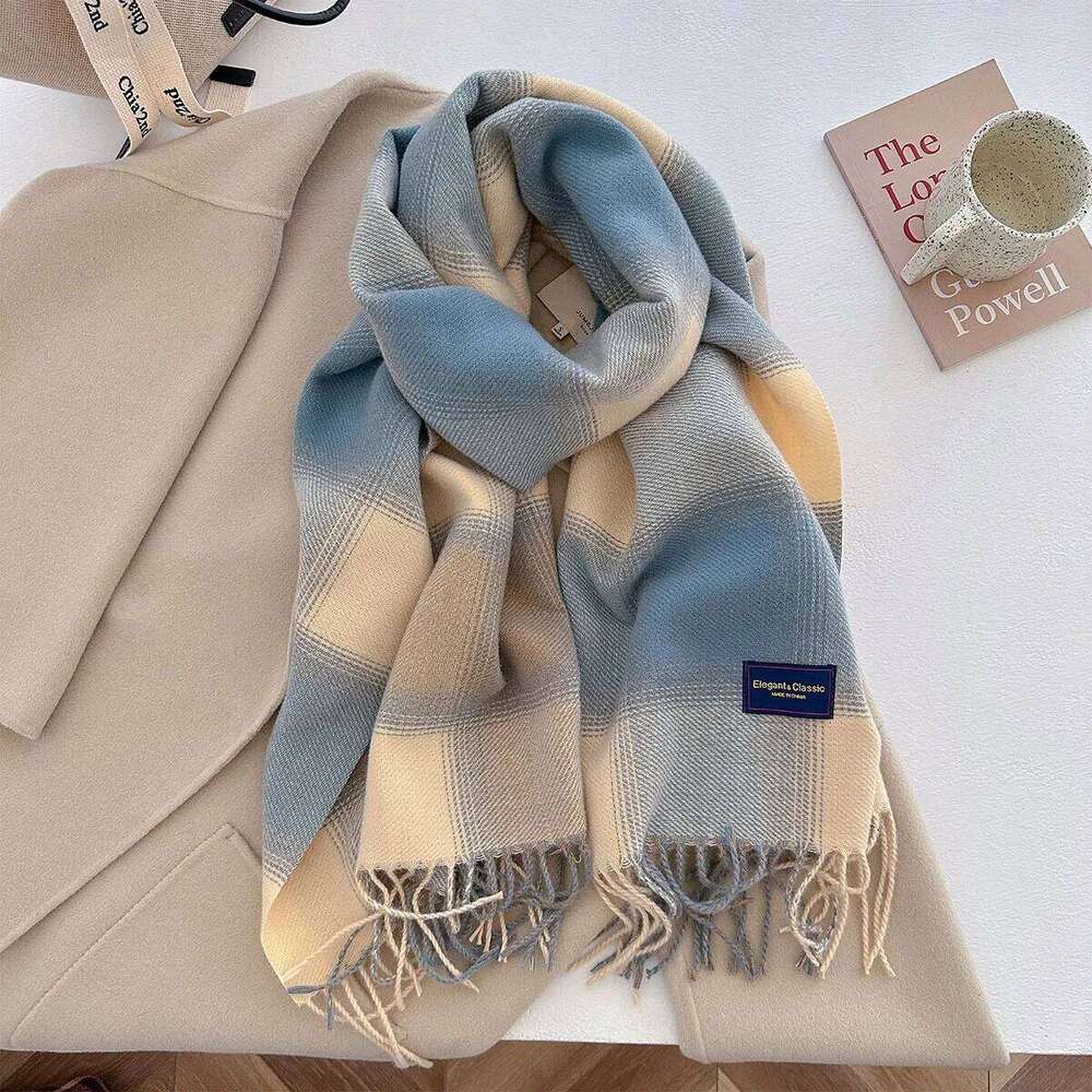 50*210CM Thickened Warm Scarf Women Long Tassel Color Pashmina Shawl Faux Cashmere Warps Autumn Winter Blanket For Wen XJ260304