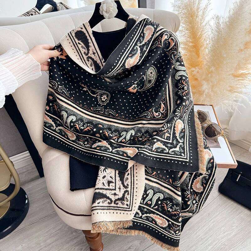 Fashion Women's Faux Cashmere Winter Wrap Vintage Paisley Printed Tasseled Scarf Warm Shawl Stylish Accessory Perfect XJ260304