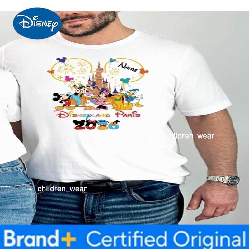 Disney Summer Mickey Mouse Cotton T-shirts Couple Outfits Mens Plus-size Shirts Womens Tops Parent-child Outfits H260304