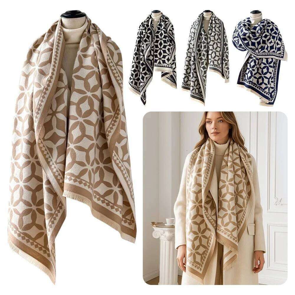 Soft Elegant Poncho Warm Coldproof Imitation Cashmere Windproof Blanket Scarf Winter Season XJ260304