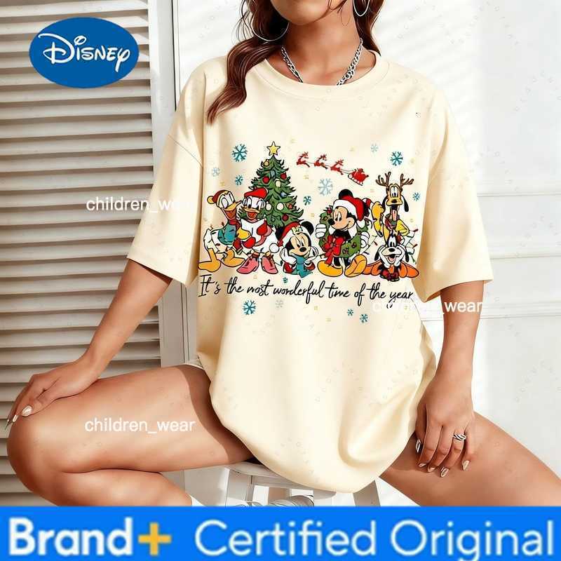 Disney 2026 Mickey And Minnie Gradient Graphic Printed Cotton T-Shirt Sweat Absorbing Family T-Shirt Clothing For Parents And Children H260304