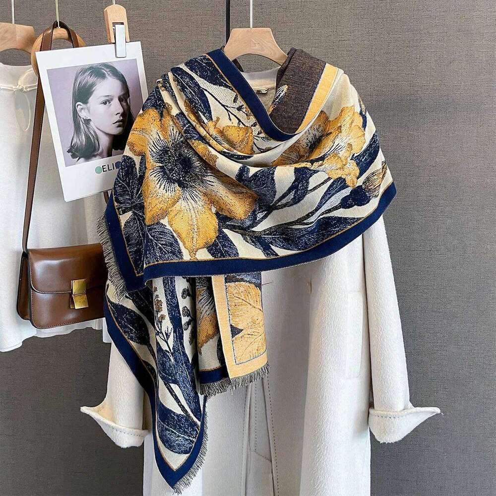 Autumn/Winter Warm Scarf Luxury Tassel Pashmina Shawl Women's Imitation Cashmere Thickened Warps Coldproof Windproof Blanket XJ260304