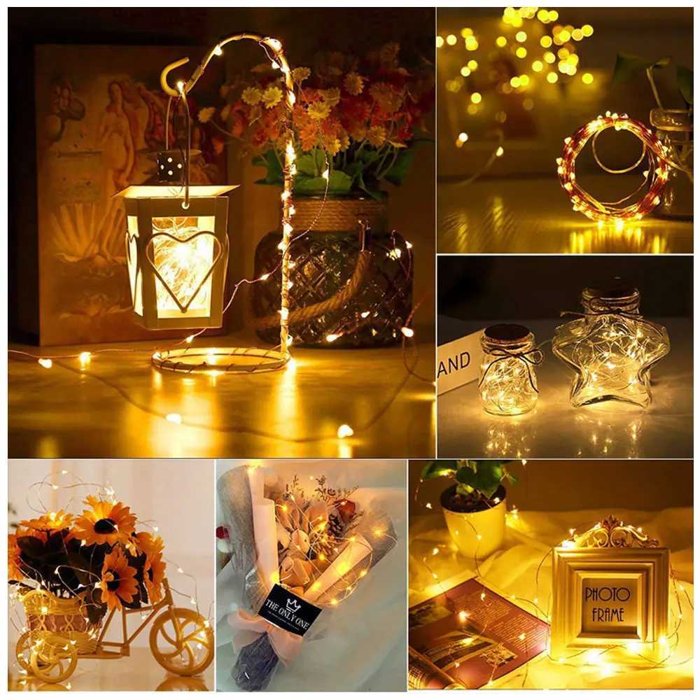 Led Copper Wire String Lights 1/2/3/5M Waterproof Fairy Lights DIY Garland Christmas Wedding Party Holiday Decoration Lighting H260304