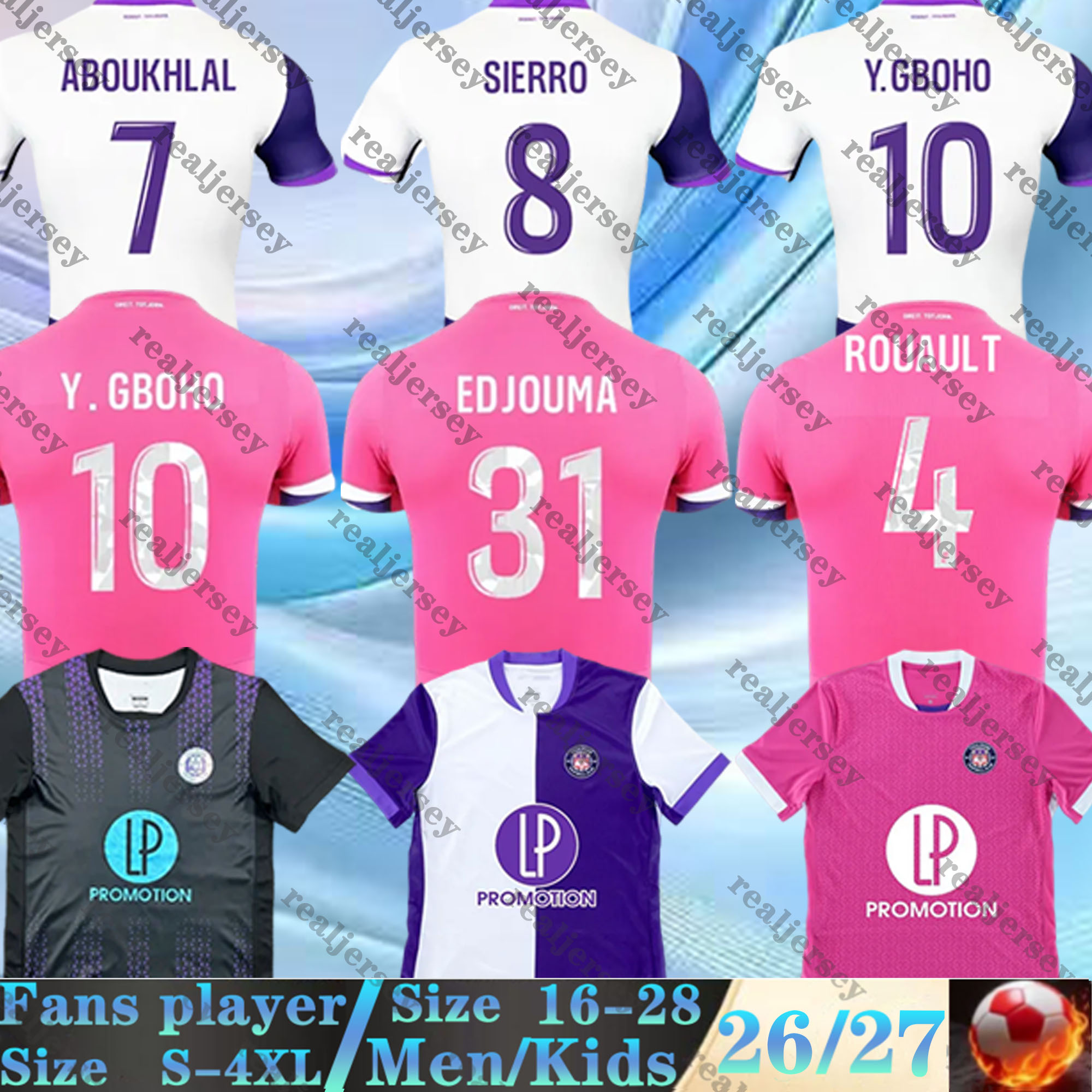 25 26 maillot de foot Toulouse soccer jerseys NICOLAISEN DONNUM DALLINGA Home Away 3rd SUAZO ABOUKHLAL ROUAULT MAGRI Men uniforms kids kits 2025 2026 football shirts