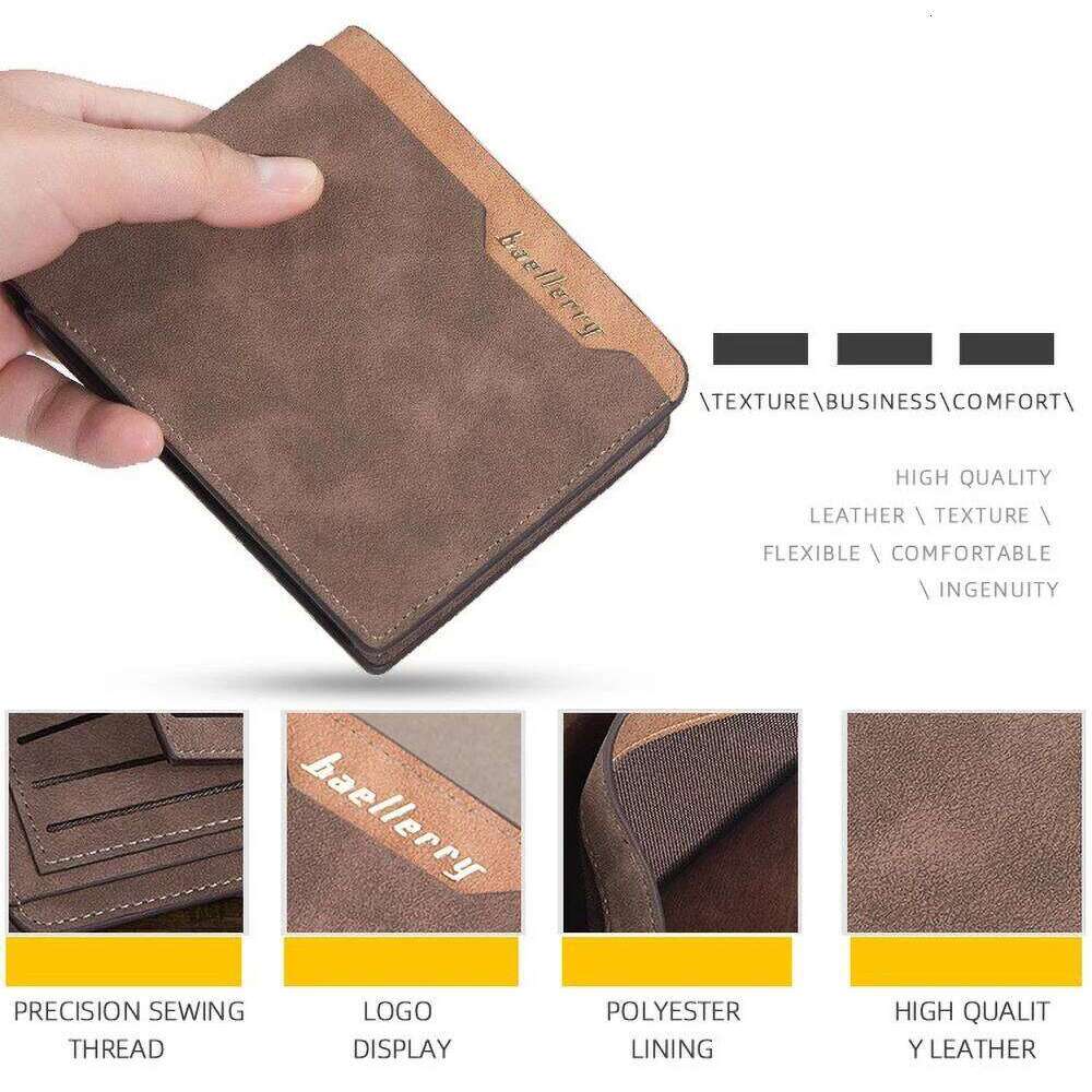 Men's Ultra Thin Holder - Soft Touch PU Leather Short Wallet with Coin Pocket | Slim RFID Blocking 8 Card Slots C260304