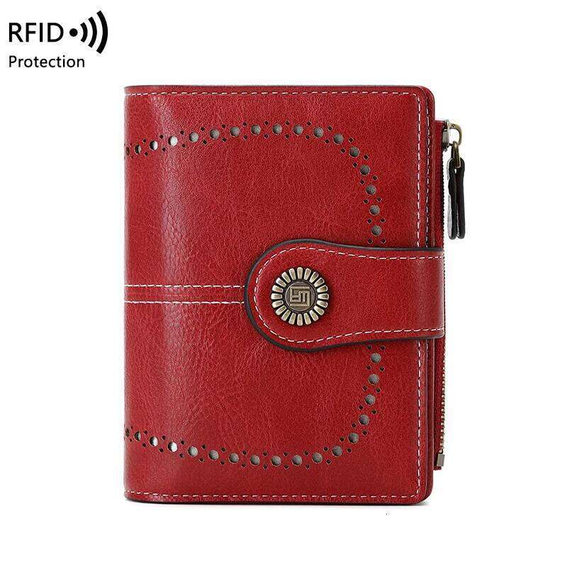RFID Anti-Theft Retro for Women, Multi-Card Zipper, Zipper Buckle, Fashion Coin Wallet, Multi-functional Short Wallet C260304