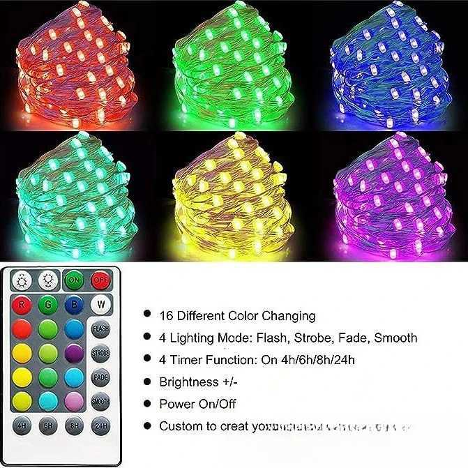 String LED Bluetooth Fairy Lights Dreamcolor RGBIC DIY Party Christmas Tree Lights Wedding Decor Garland USB Lamp 15M/10M/5M/2M H260304