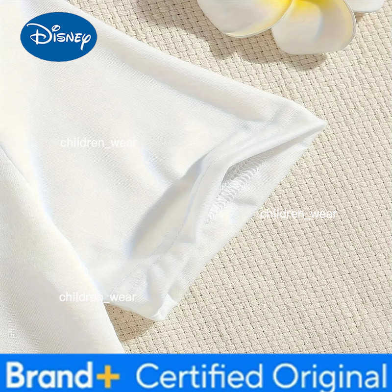 Disney Siblings Childrens short-sleeved T-shirt 2025 New style pure cotton boys clothes Red Girls half-sleeved top H260304