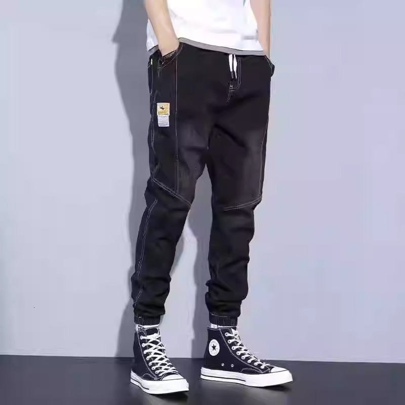 Men's Jeans Spring Autumn New Large Size Trendy Brand Designer Pants Cargo Loose Cropped Pants Harem Casual Jogger Long Pants For Men