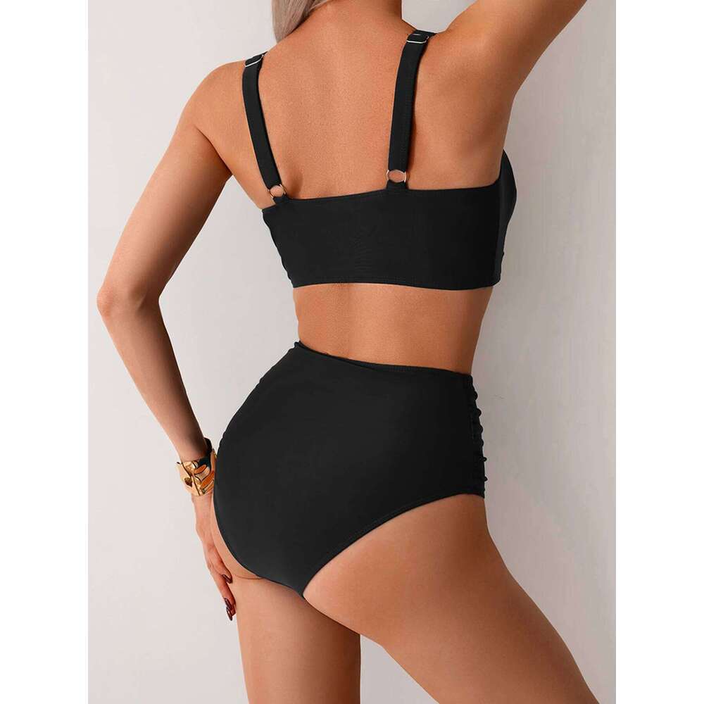 2025 New Solid High Waist Bikini Sets Swimsuit For Women Push Up Swimwear Female Two Pieces Bathing Beachwear Swimming Suit Y260303