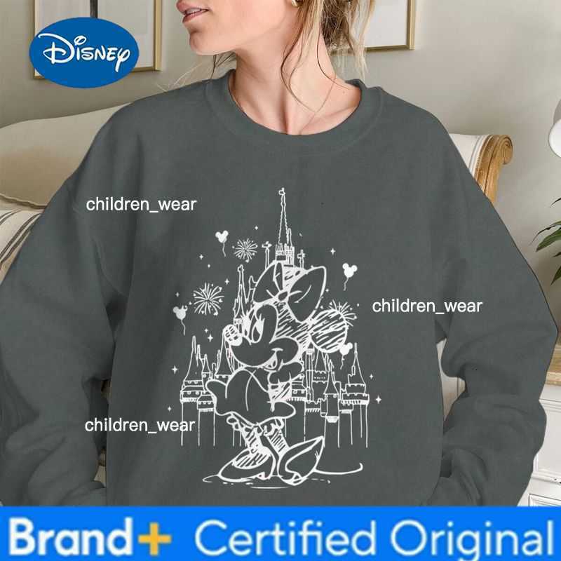 Disney Vintage Mickey Mouse Minnie Castle Graphic Sweatshirt Women Men Casual Classic Character Pullover Couple Valentine Sweatshirts H260304