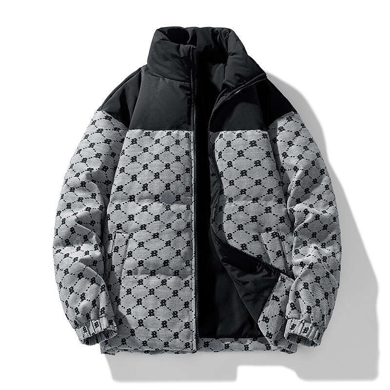 Two-Tone Down Jacket Men, Thickened Trendy Patchwork Stand-Up Collar Coat, 90% White Duck Down, Warm Winter Wear For Couples, Women's Version Ava