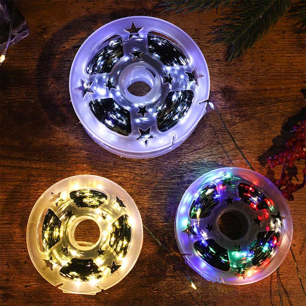 10-50M LED String Lights Fairy Green Wire Outdoor Christmas Light Tree Garland for New Year Street Home Party Wedding Decorion H260304