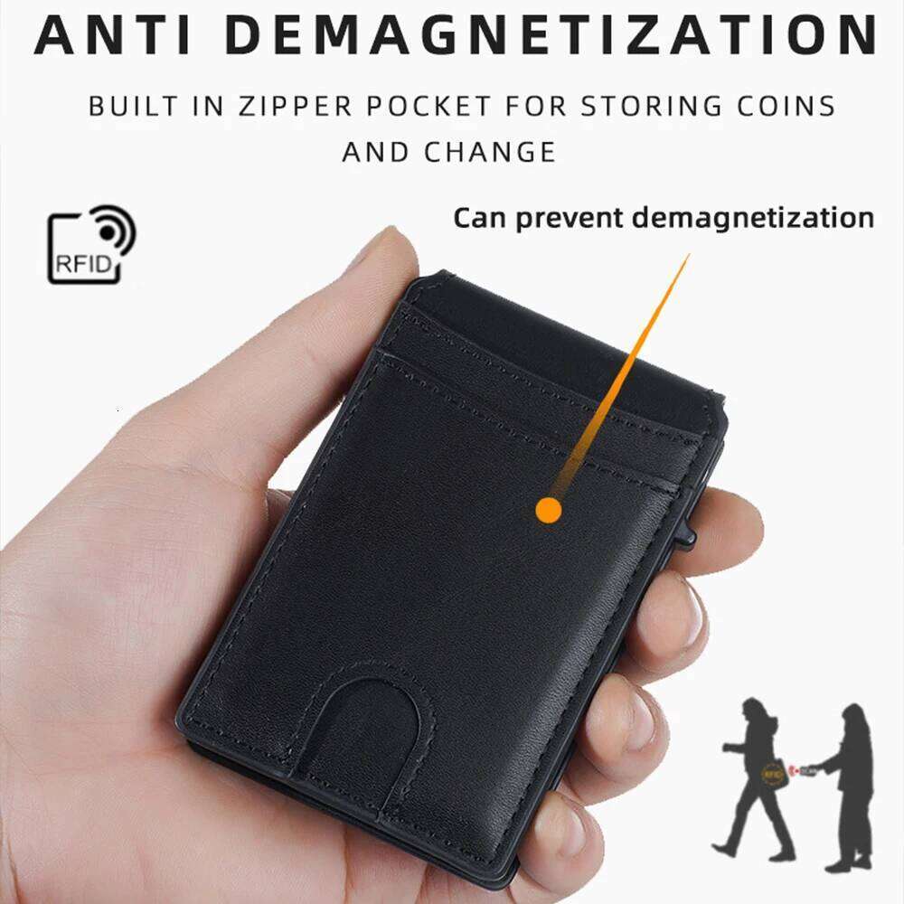 Baellerry Rfid Anti-Degaussing Wallet, Magnetic Pop-Up Card Slot, Ultra-Thin and Portable, Anti-Degaussing, Gift for Father or Boyfriend C260304