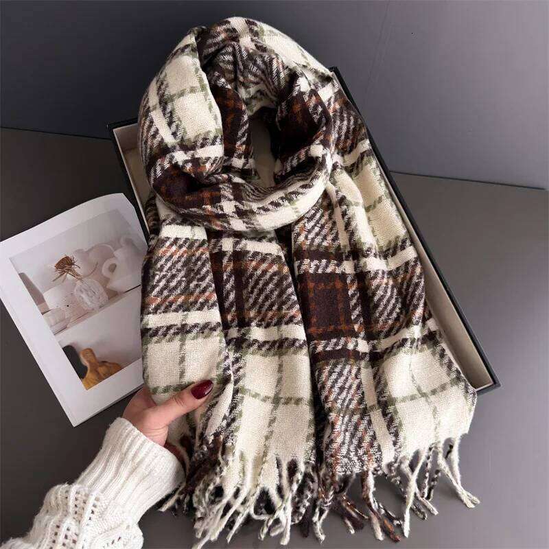 Winter Neck Warmer Scarf For Women Luxury Thickened Tassel Pashmina Shawl Faux Cashmere Warps Autumn Elegant Ladies Blanket XJ260304
