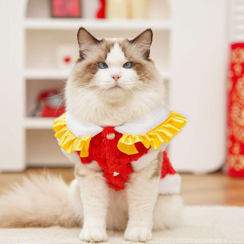 Famous brand New Year Autumn Winter Double Layer Thickened Velvet Chinese Style Jade Rabbit Pet Dog Cat Clothes Accessories Tang Suit Bichon Teddy pup