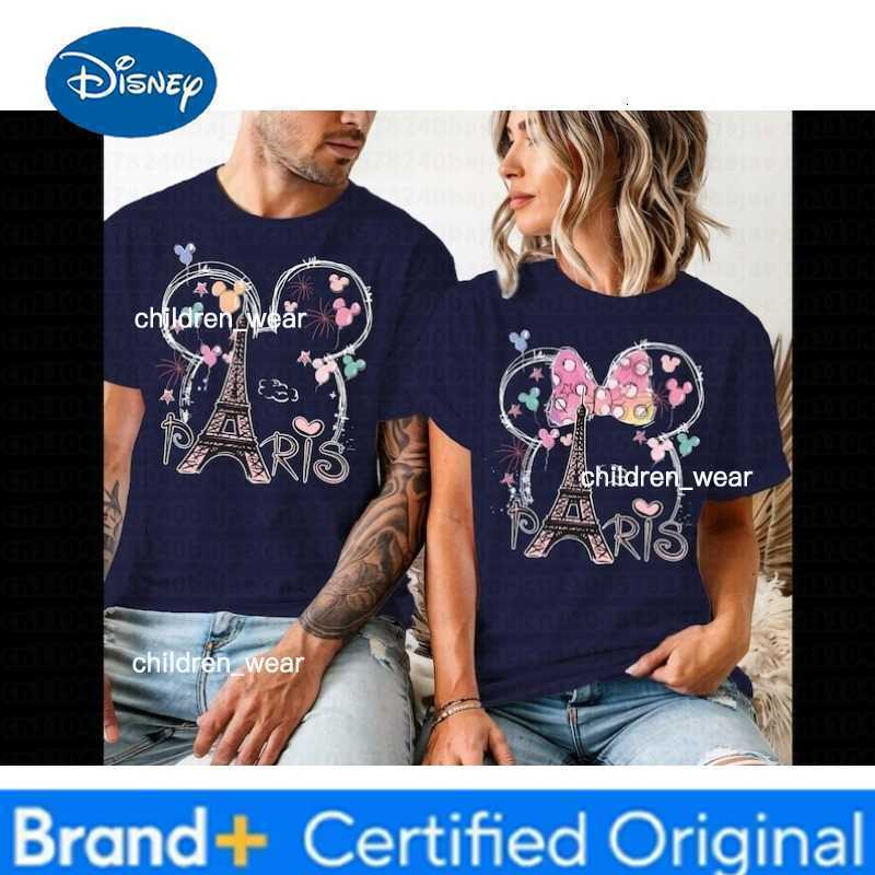 Disney 2025-26 Summer New Year Minnie Cotton T Shirt Women Fashion Mickey Mouse White Oversized Female Clothes Couple T-shirts H260304